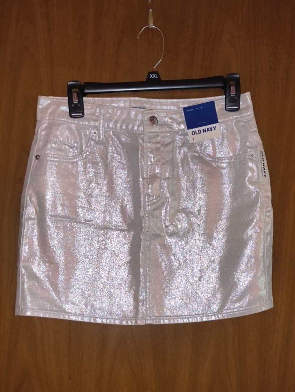 Old Navy Shimmery Silver Mini Skirt Size Small